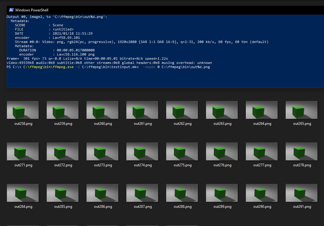 FFmpeg Exported Frames in Folder