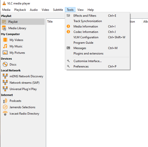 VLC Step 1: Enable Scene Filter